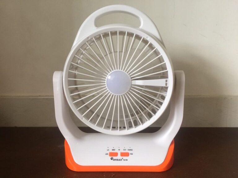 JOYKALY YG-729 Portable Rechargeable LED Light AC/AD Electronic Fan with 8″ inches High Speed Blade