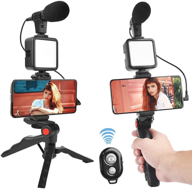 Video -Making Tripod Kit For Live Broadcast 3 In 1 With Microphone, Led Light, Mini Stand & Remote Control, Vloging Kit